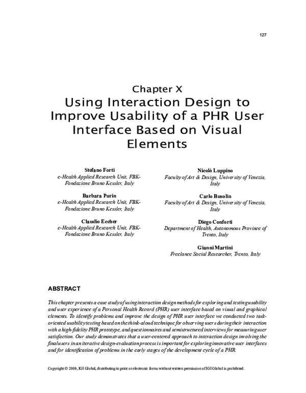 (PDF) Using Interaction Design to Improve Usability of a PHR User ...