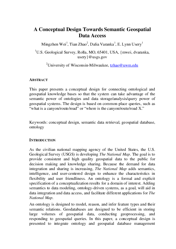 (PDF) A Conceptual Design Towards Semantic Geospatial Data Access