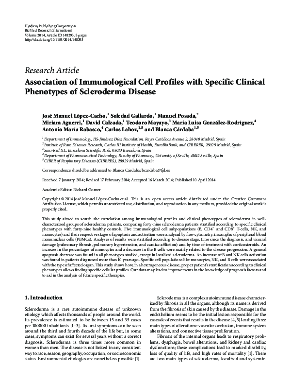 (PDF) Association of Immunological Cell Profiles with Specific Clinical ...