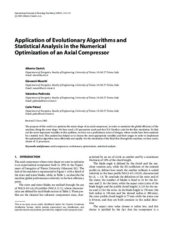 (PDF) Application of Evolutionary Algorithms and Statistical Analysis ...