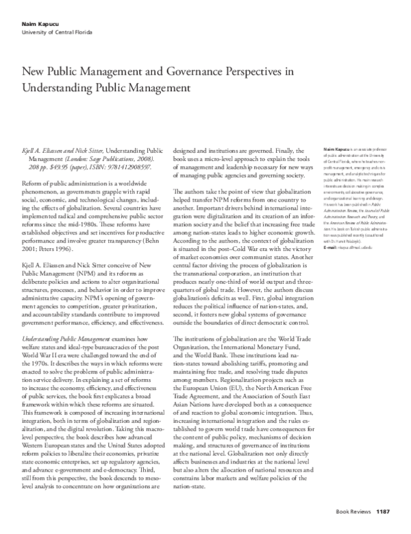 (PDF) New Public Management and Governance Perspectives in ...