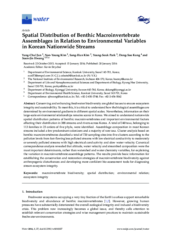 (PDF) Spatial Distribution of Benthic Macroinvertebrate Assemblages in ...