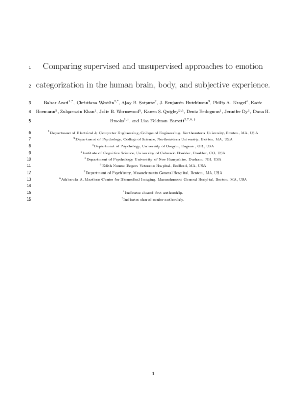 (PDF) Comparing supervised and unsupervised approaches to emotion ...