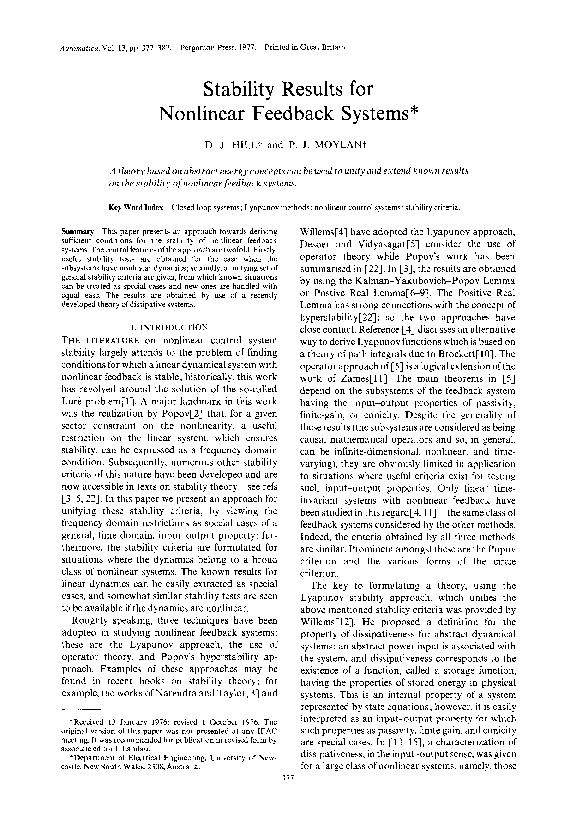 (PDF) Stability results for nonlinear feedback systems