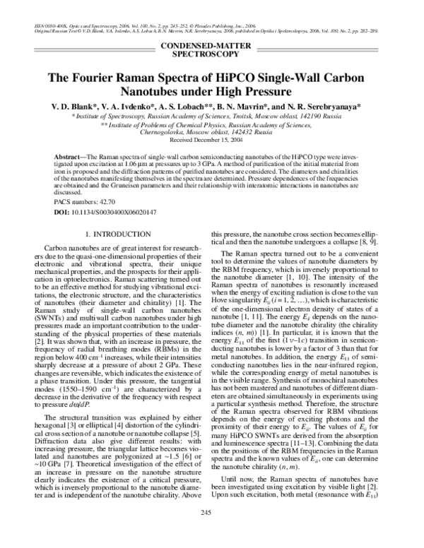 (PDF) The Fourier Raman spectra of HiPCO single-wall carbon nanotubes ...