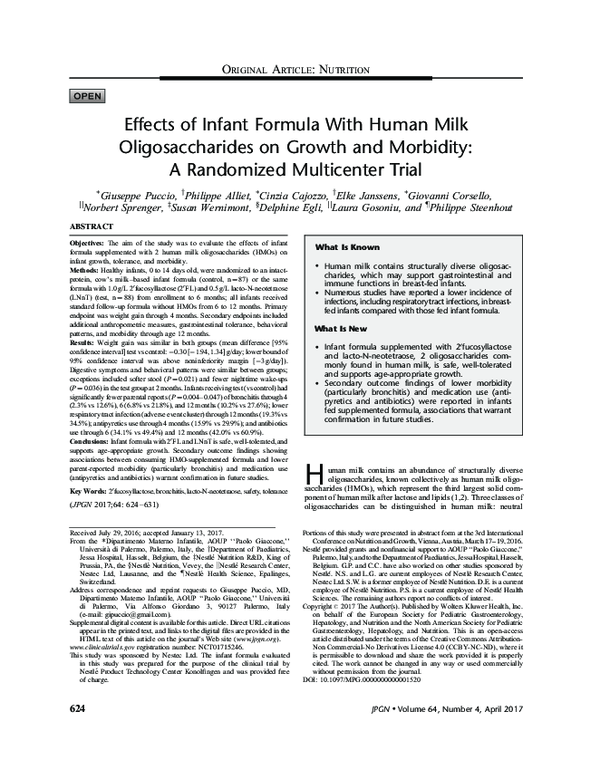 (PDF) Effects of Infant Formula With Human Milk Oligosaccharides on ...