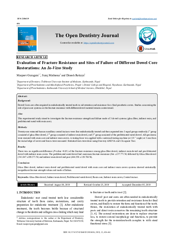 (PDF) Evaluation of Fracture Resistance and Sites of Failure of ...