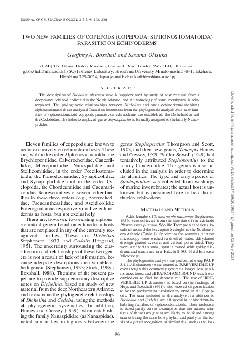(PDF) Two New Families of Copepods (Copepoda: Siphonostomatoida ...