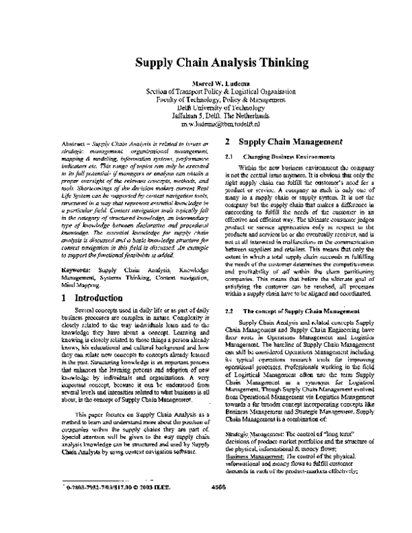 (PDF) Supply chain analysis thinking