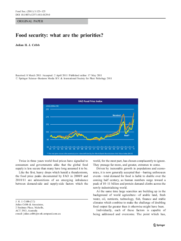 (PDF) Food security what are the priorities? Julian Cribb Academia.edu
