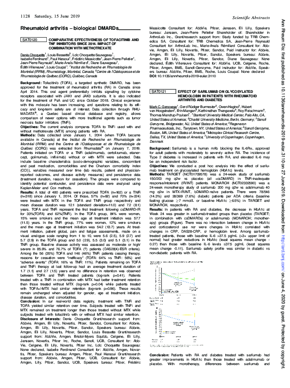 (PDF) SAT0120 COMPARATIVE Effectiveness of Tofacitinib and TNF ...