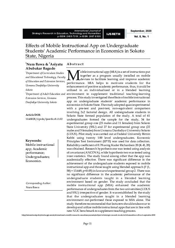 (PDF) Effects of Mobile Instructional App on Undergraduate Students ...