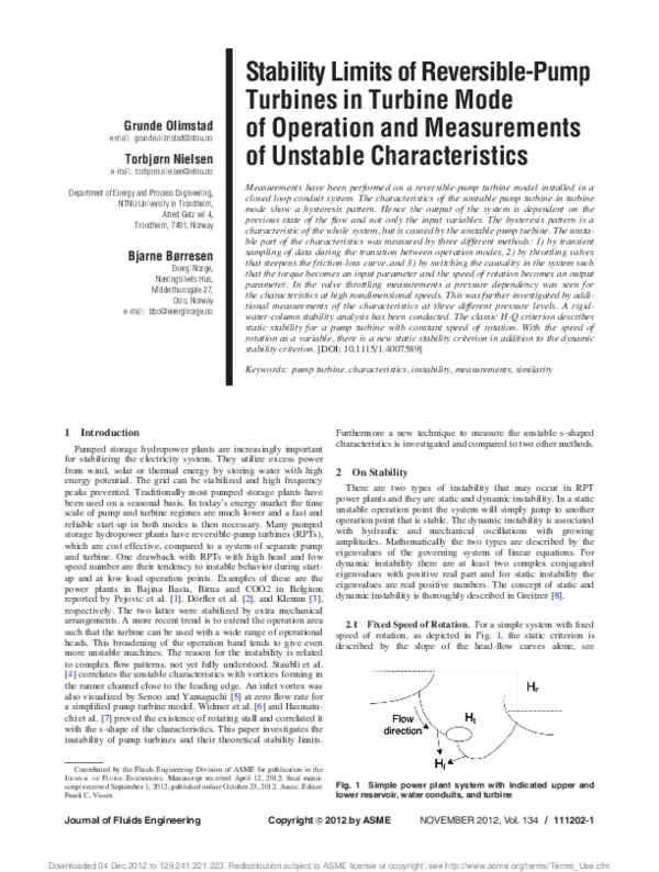 (PDF) Stability Limits of Reversible-Pump Turbines in Turbine Mode of ...