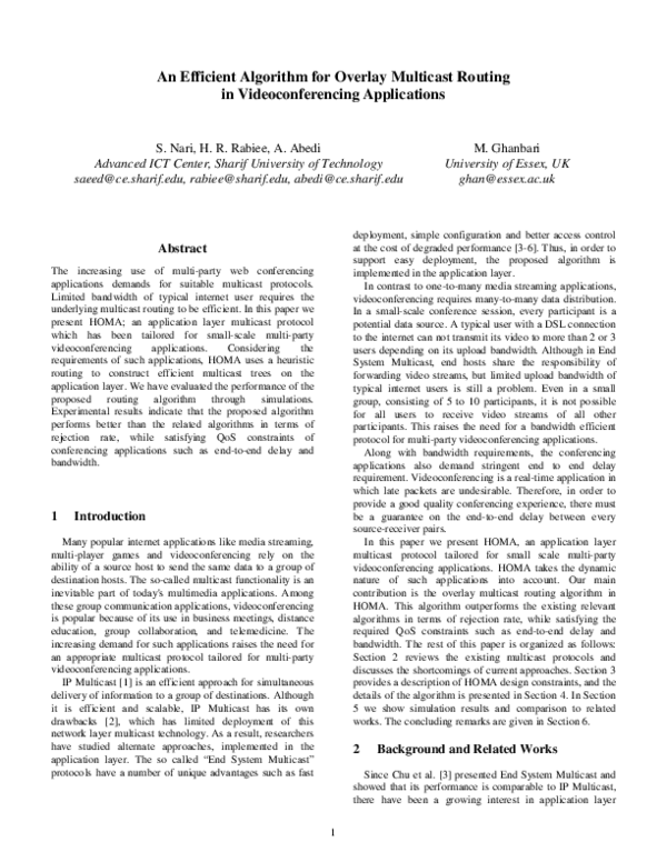 (PDF) An Efficient Algorithm for Overlay Multicast Routing in ...