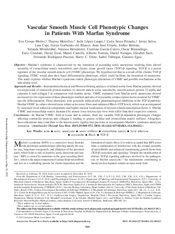 (PDF) Vascular Smooth Muscle Cell Phenotypic Changes in Patients With ...