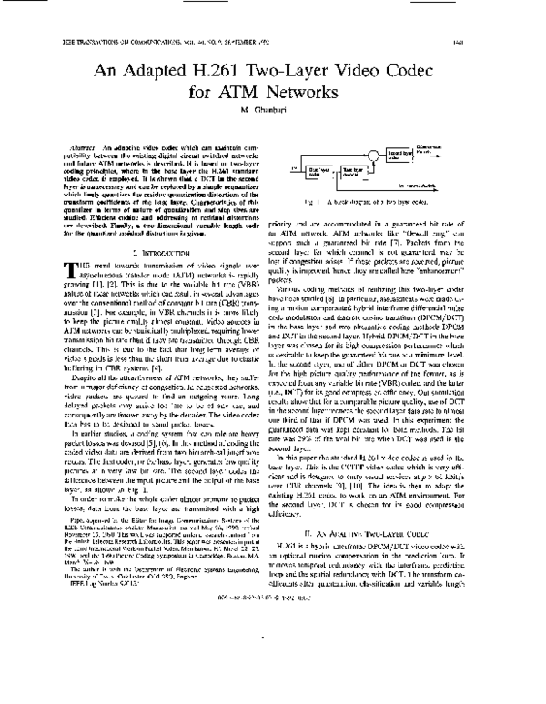 (PDF) An adapted H.261 two-layer video codec for ATM networks