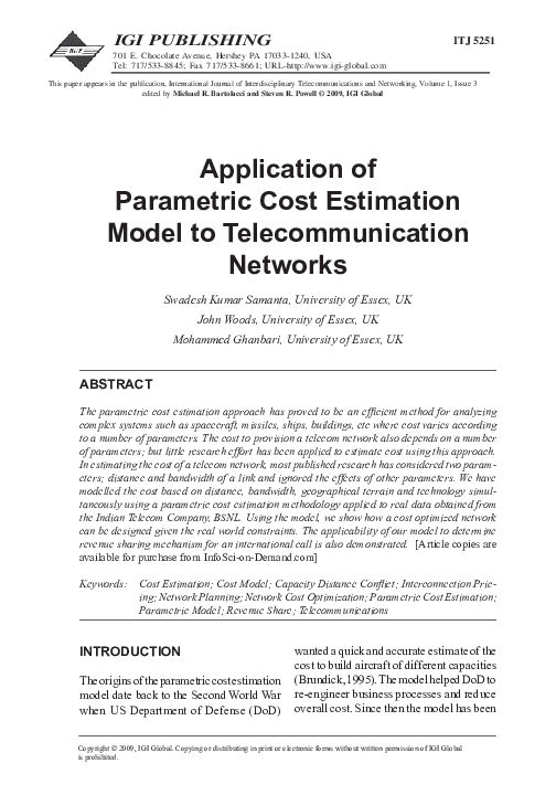 (PDF) Application of Parametric Cost Estimation Model to ...