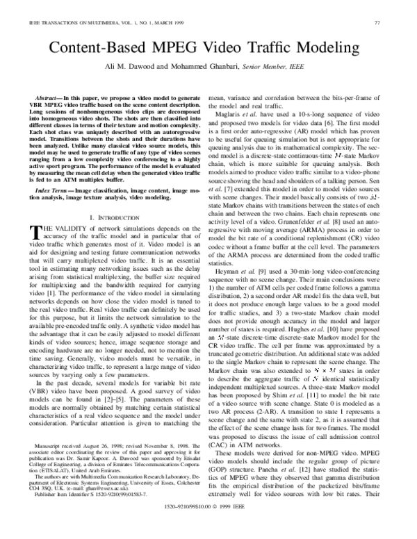 (PDF) Content-based MPEG video traffic modeling
