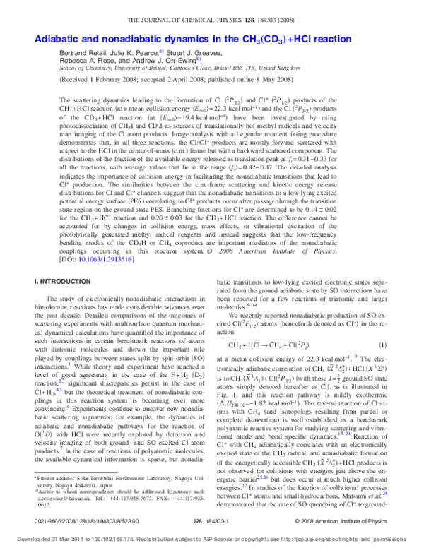 (PDF) Adiabatic and nonadiabatic dynamics in the CH[sub 3](CD[sub 3 ...