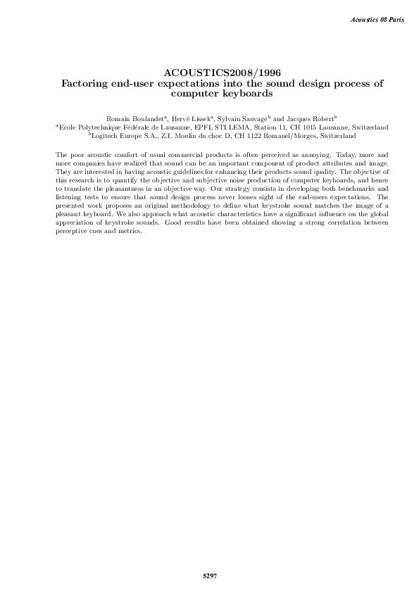 (PDF) Factoring end-user expectations into the sound design process of ...