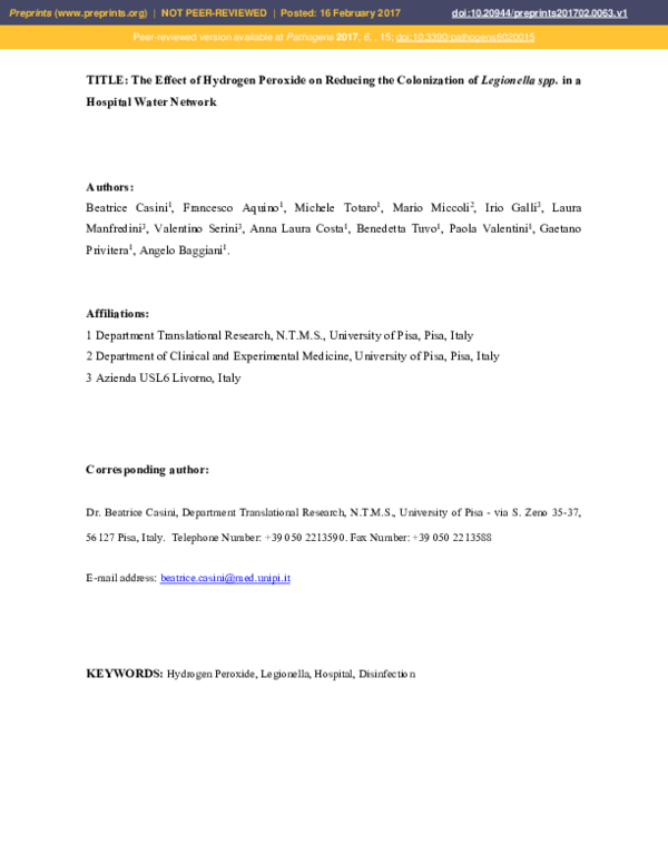 (PDF) The Effect of Hydrogen Peroxide on Reducing the Colonization of ...