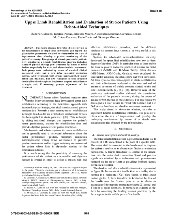 (PDF) Upper Limb Rehabilitation and Evaluation of Stroke Patients Using ...