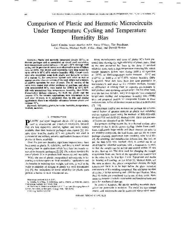(PDF) Comparison of plastic and hermetic microcircuits under ...