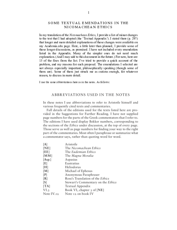 (PDF) Some Textual Emendations in the Ethics