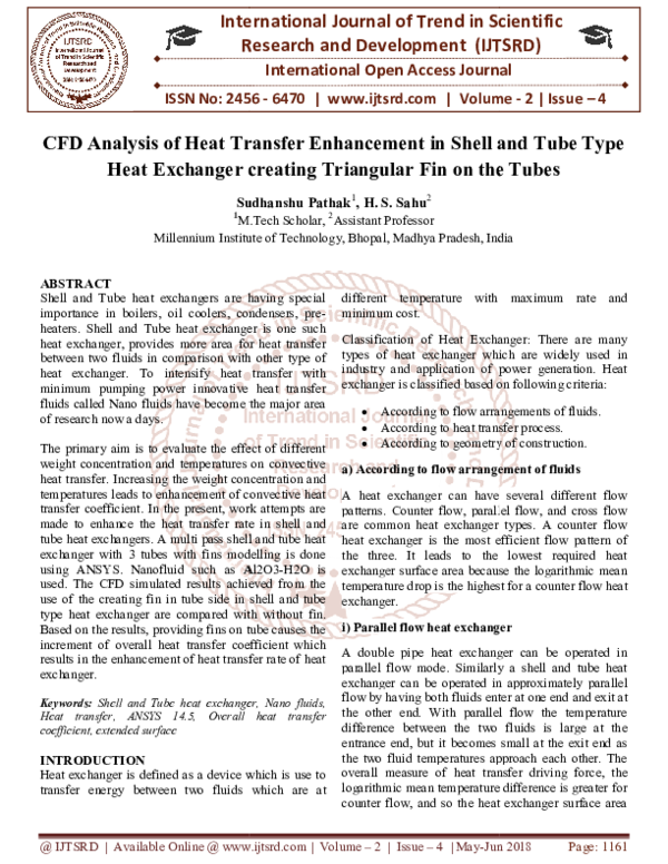 (PDF) CFD Analysis of Heat Transfer Enhancement in Shell and Tube Type ...