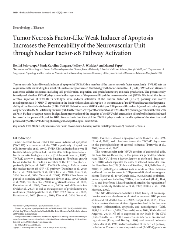 (PDF) Tumor Necrosis Factor-Like Weak Inducer of Apoptosis Increases ...