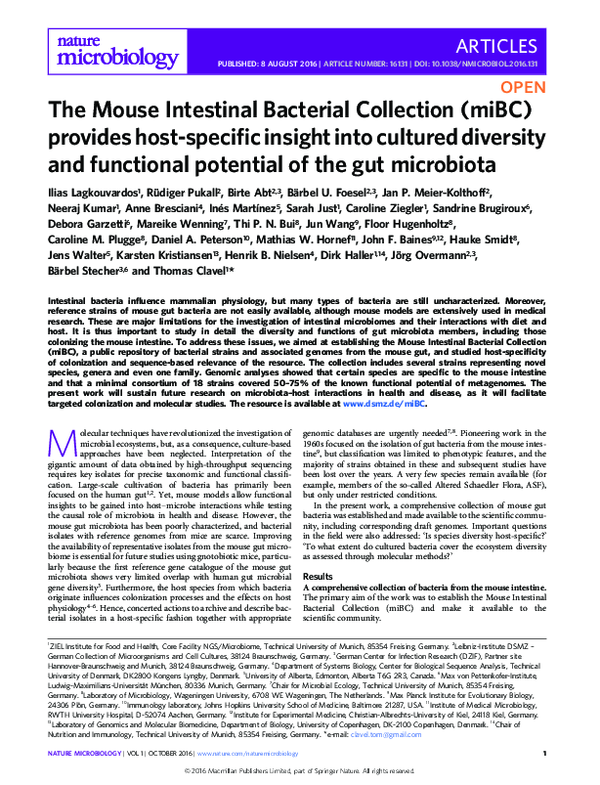 (PDF) The Mouse Intestinal Bacterial Collection (miBC) provides host ...