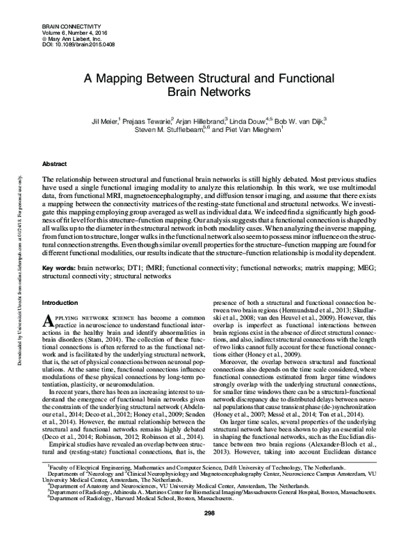 (PDF) A mapping between structural and functional brain networks