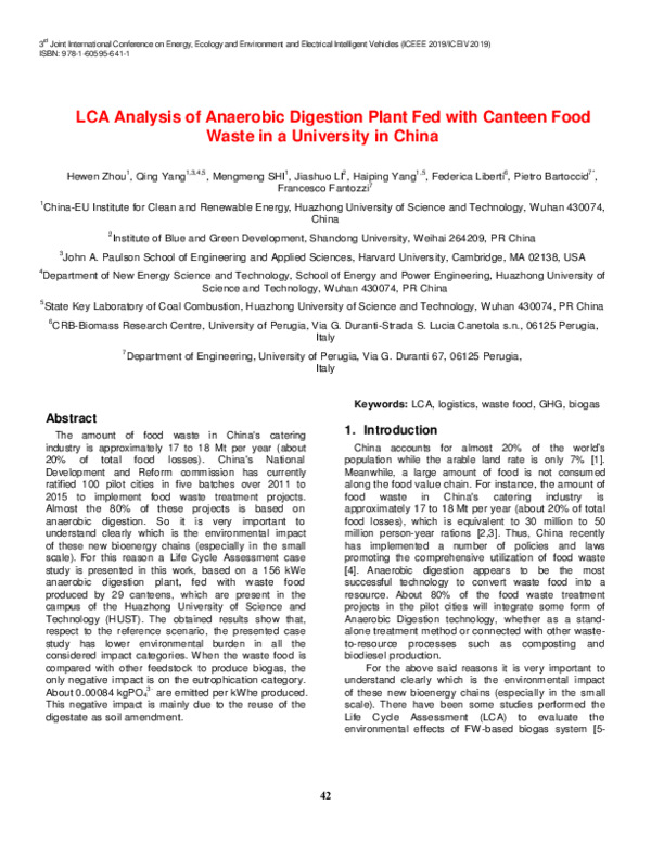 (PDF) LCA Analysis of Anaerobic Digestion Plant Fed with Canteen Food ...