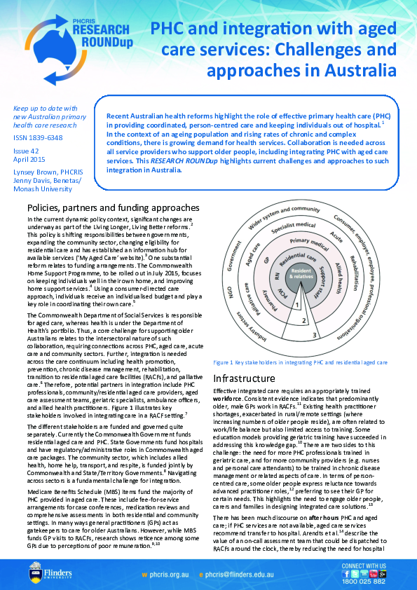 (PDF) PHC and integration with aged care services: Challenges and ...