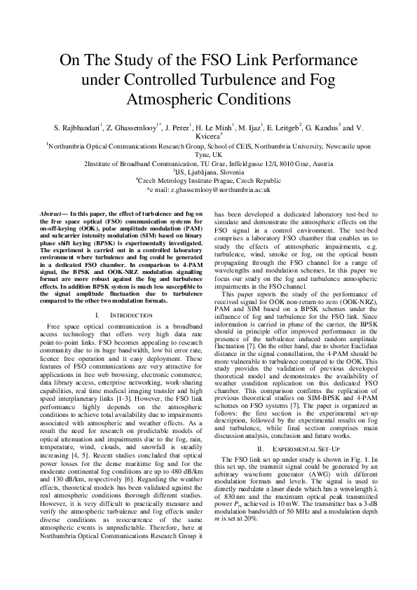 (PDF) On the study of the FSO link performance under controlled ...