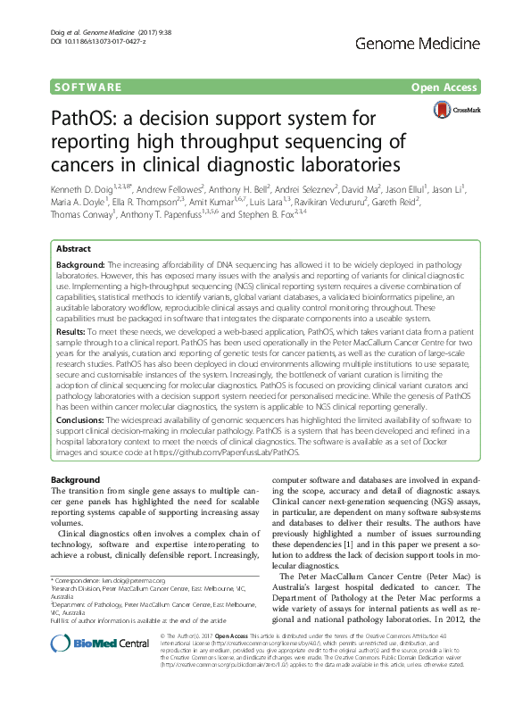 (PDF) PathOS: a decision support system for reporting high throughput ...