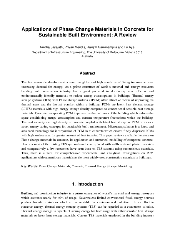 (PDF) Applications of Phase Change Materials in Concrete for