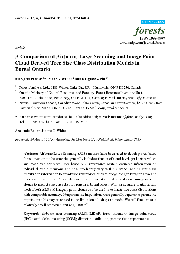 (PDF) A Comparison of Airborne Laser Scanning and Image Point Cloud ...