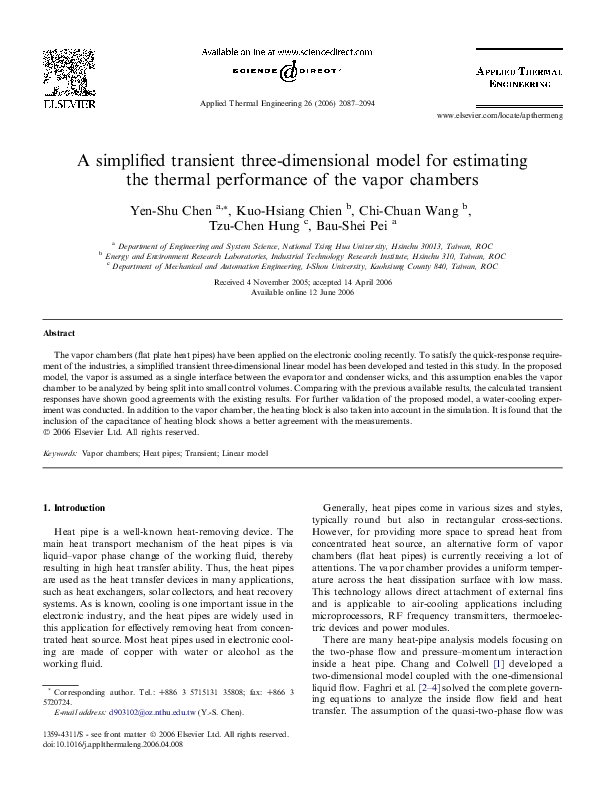 (PDF) A simplified transient three-dimensional model for estimating the ...