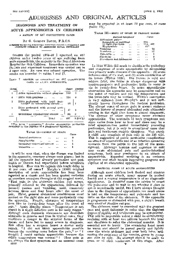 Diagnosis and Treatment of Acute Appendicitis in Children