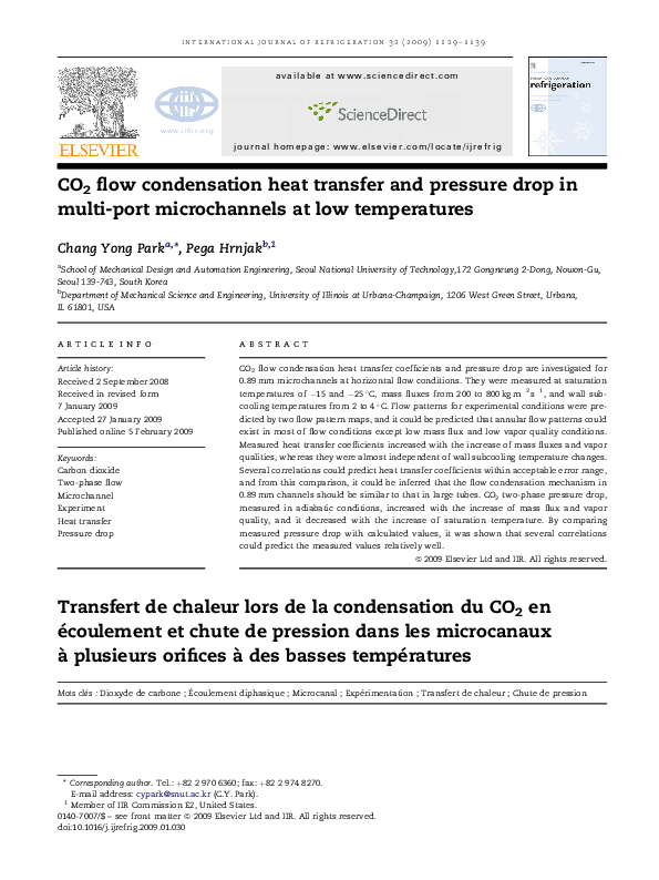 (PDF) CO2 flow condensation heat transfer and pressure drop in multi ...