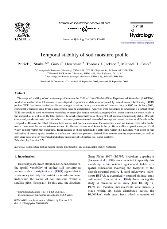 (PDF) Temporal stability of soil moisture profile
