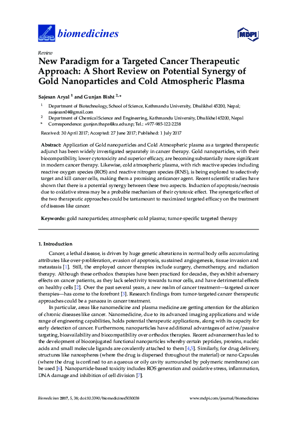 (PDF) New Paradigm for a Targeted Cancer Therapeutic Approach: A Short ...