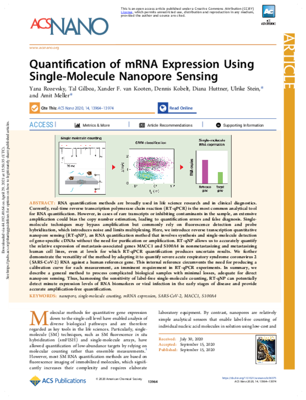 (PDF) Quantification of mRNA Expression Using Single-Molecule Nanopore ...