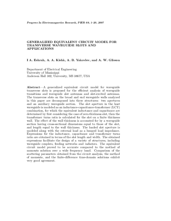 (PDF) Generalized Equivalent Circuit Model for Transverse Waveguide ...