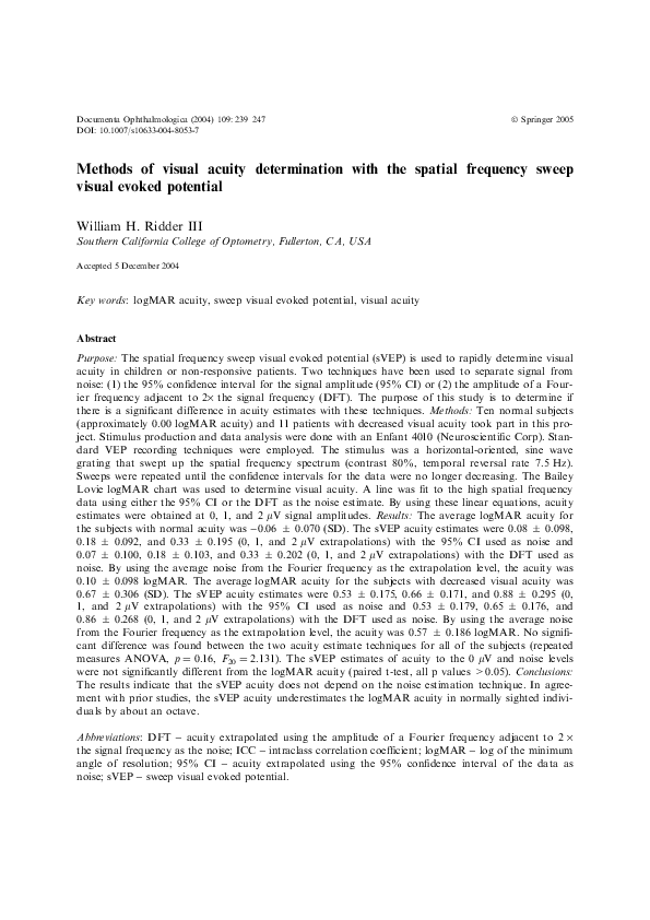 (PDF) Methods of visual acuity determination with the spatial frequency ...