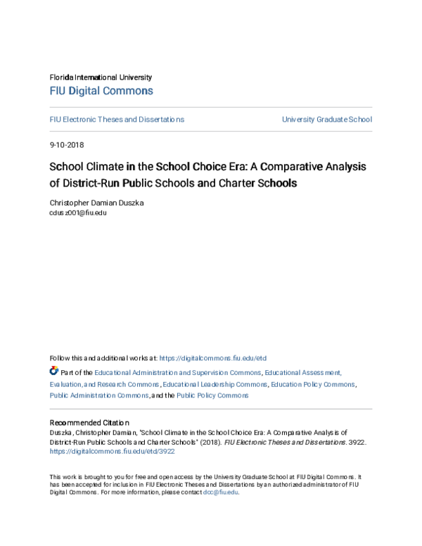 (PDF) School Climate in the School Choice Era: A Comparative Analysis ...