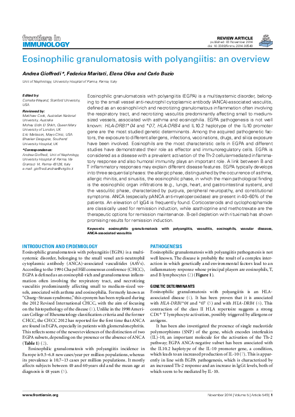 (PDF) Eosinophilic Granulomatosis with Polyangiitis: An Overview