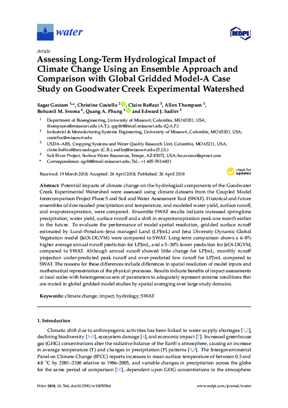 (PDF) Assessing Long-Term Hydrological Impact of Climate Change Using ...