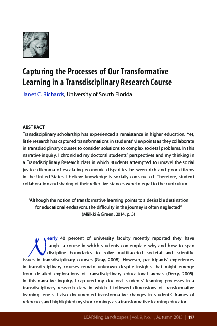 (PDF) Capturing the Processes of Our Transformative Learning in a ...